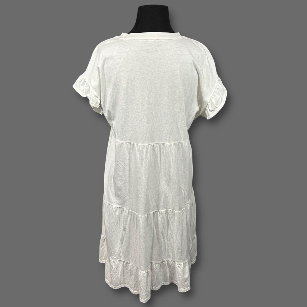 J. Crew White Tiered Ruffle Sleeve T Shirt Midi Dress Women's‎ Size S - Picture 2 of 8